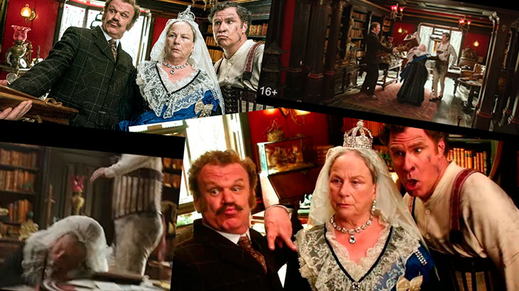 Набор нелепых и глупых кадров с королевой Викторией из фильма «Холмс и Ватсон».
