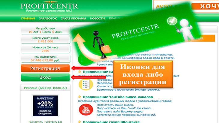 Картинки сервиса для заработка и рекламы ProfiTCentR.