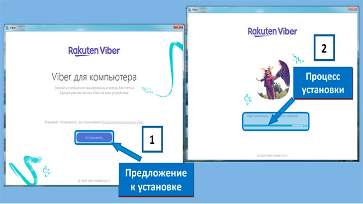 Скриншот процесса установки Viber на ПК.