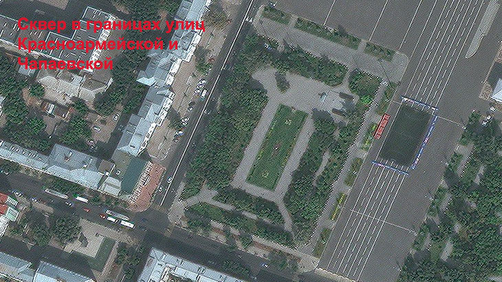Показан скриншот сквера на Яндекс картах.