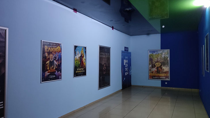 Показан вход в кинозал № 4 в ТРЦ Мадагаскар в Тольятти.