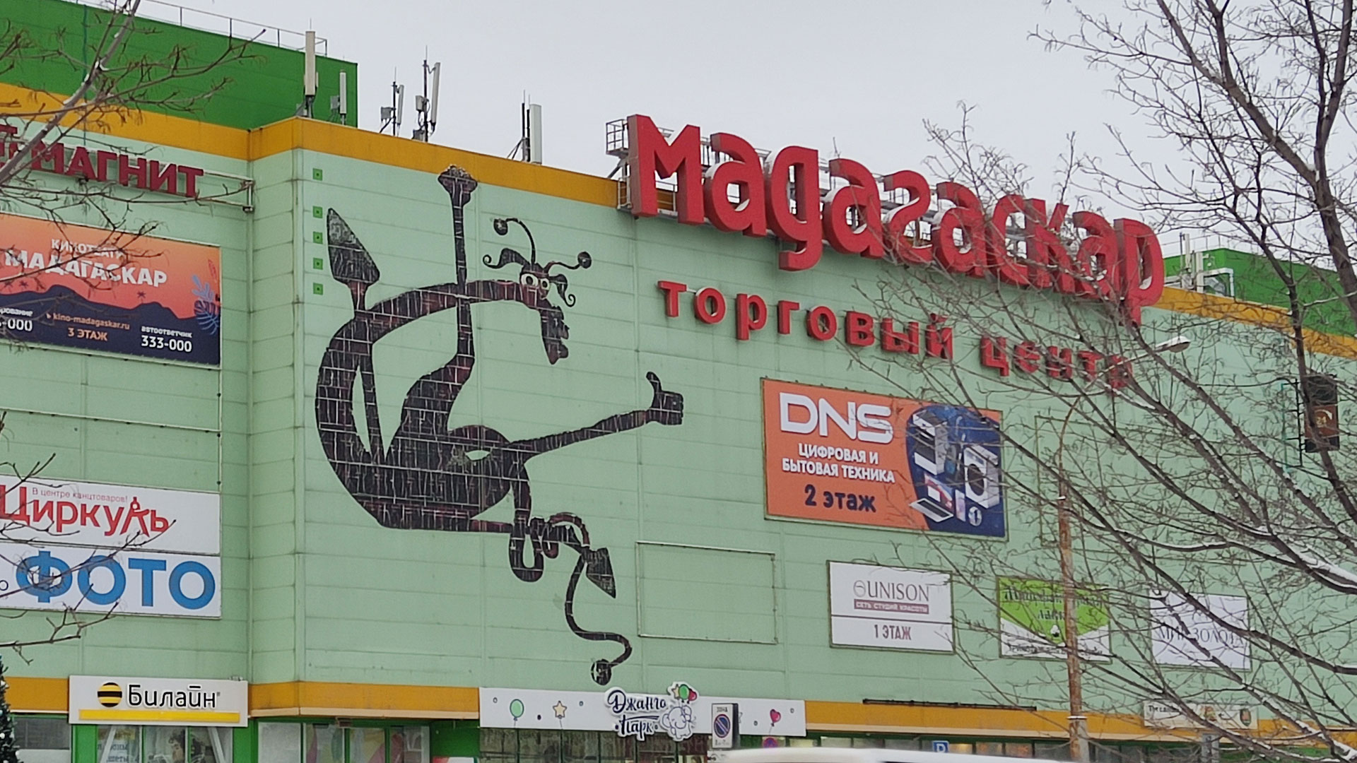 Вид на торгово-развлекательный центр Мадагаскар в городе Тольятти.